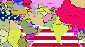 Map of the Middle East with Iran as the center.